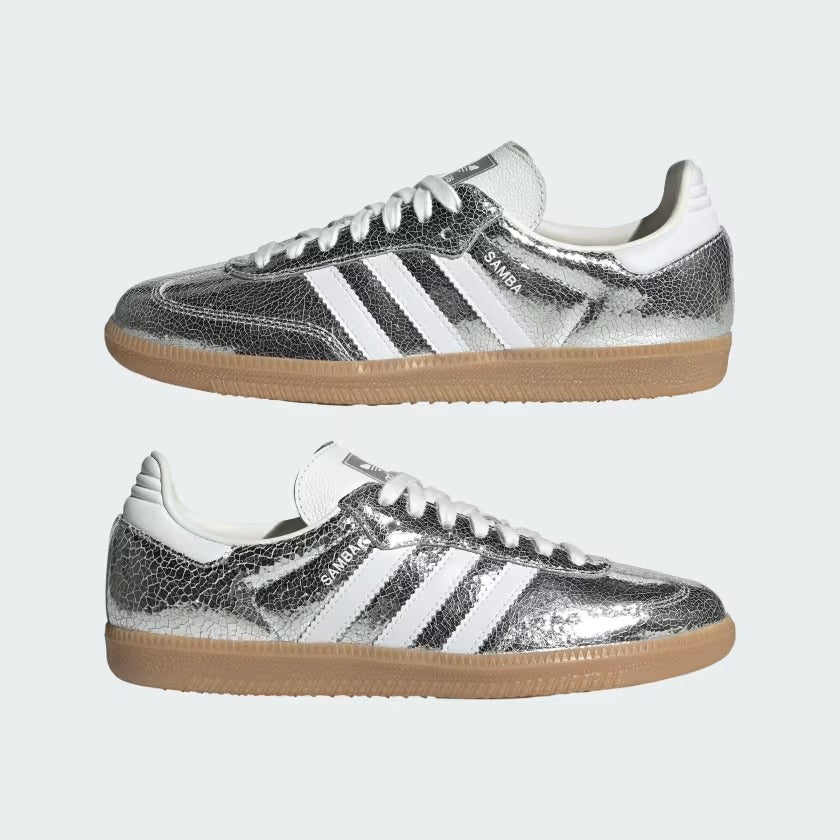 Samba OG Silver Metallic Cracked Leather