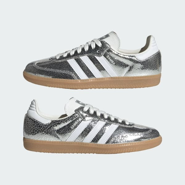 Samba OG Silver Metallic Cracked Leather
